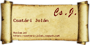 Csatári Jolán névjegykártya